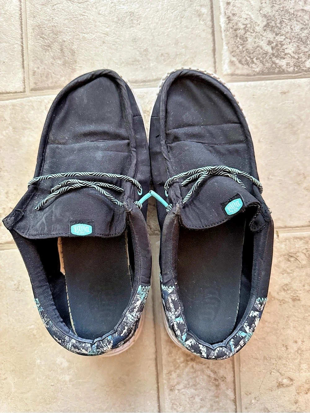 HEY DUDE Wally Funky Funk Men's Black Boat Shoes US 4